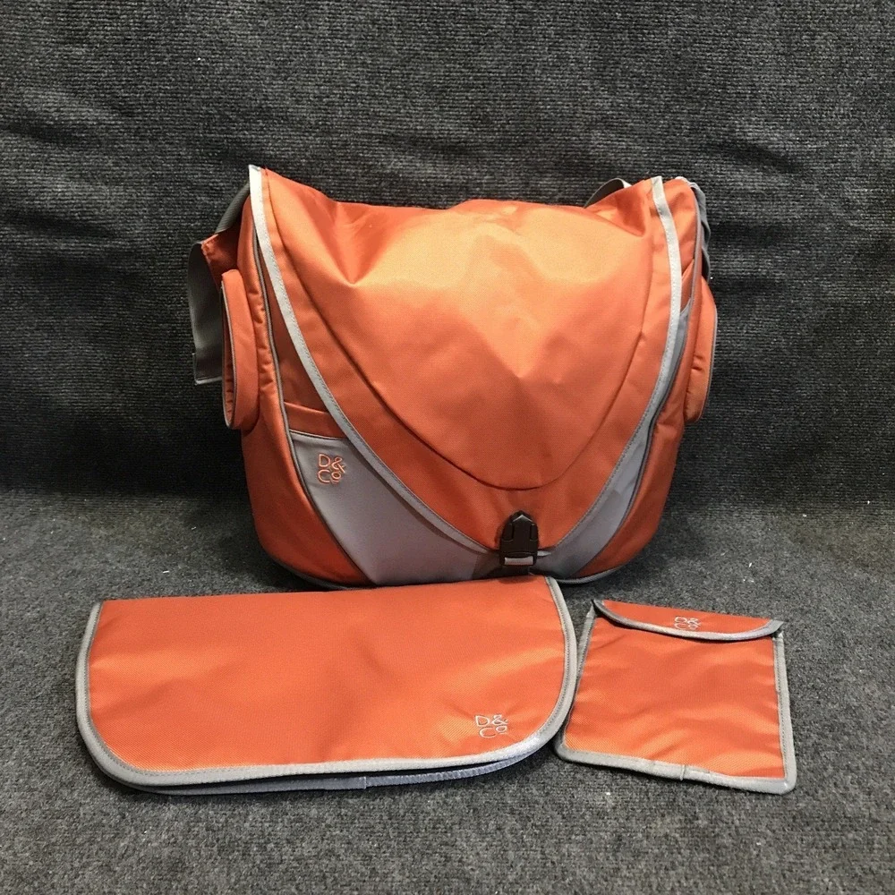 Daddy & Company The Messenger Diaper Bag For Dads Orange/Gray Male Baby Bag